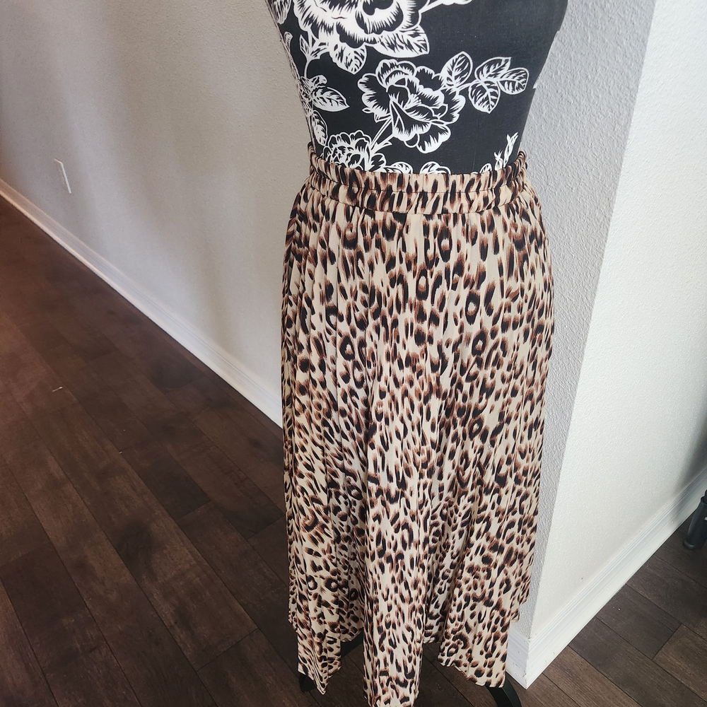 Leopard Print Midi Elastic Skirt